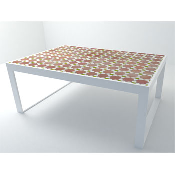 Mosaic House Moroccan tile Tanger C 21-1-5 Custom Table Pink White Lime Green  zellige, mosaic, zellij, field, pattern, glaze 